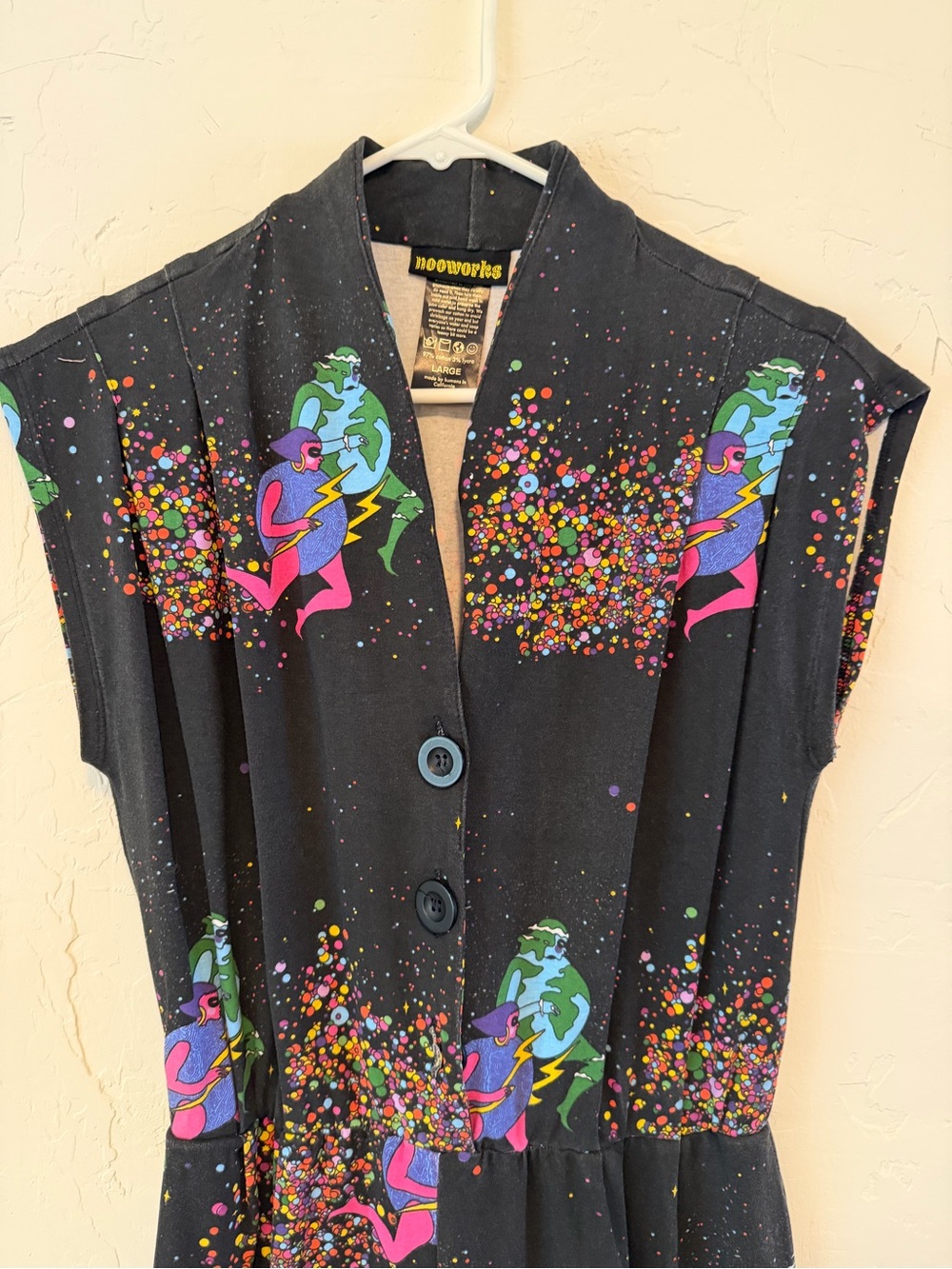 Nooworks "Magic Suit" Cosmic Floral print on Black Jumpsuit - W L